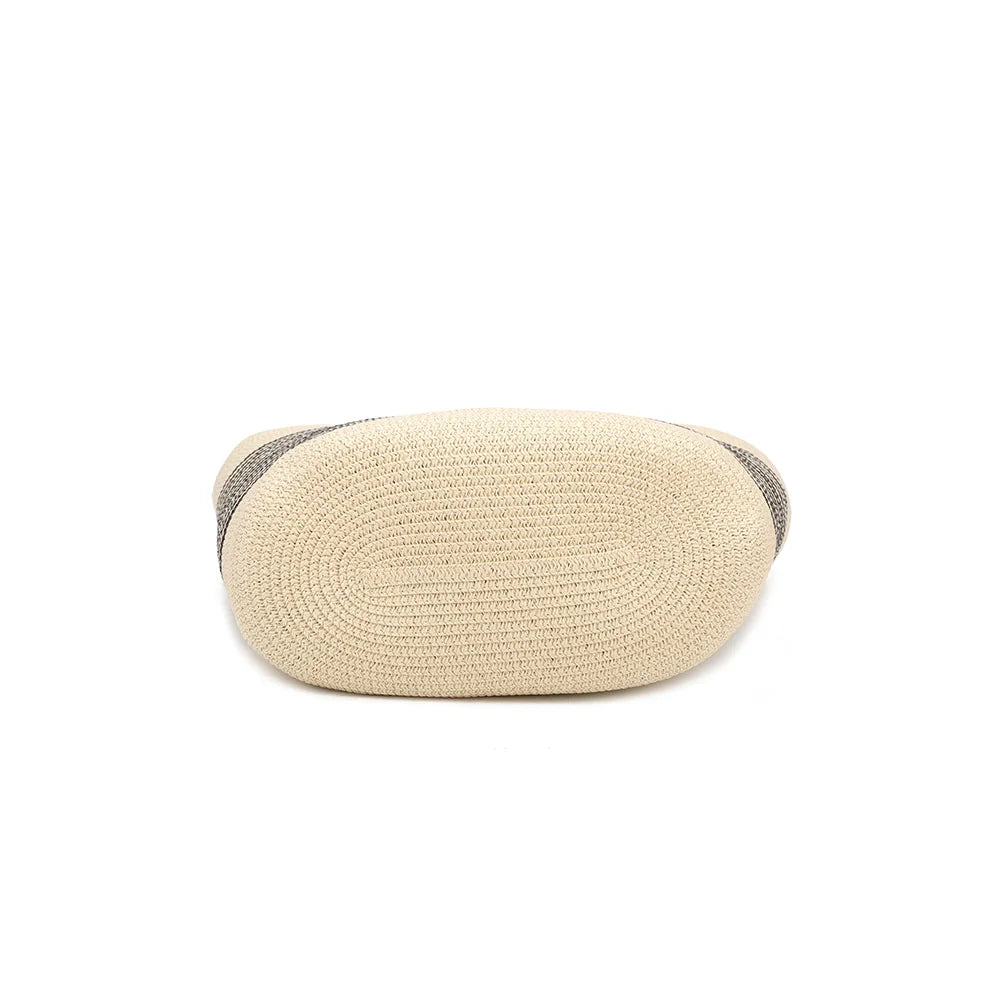 Dessous du cabas Capucine beige, base tressée dans la continuité du sac – réf. JA-29001
