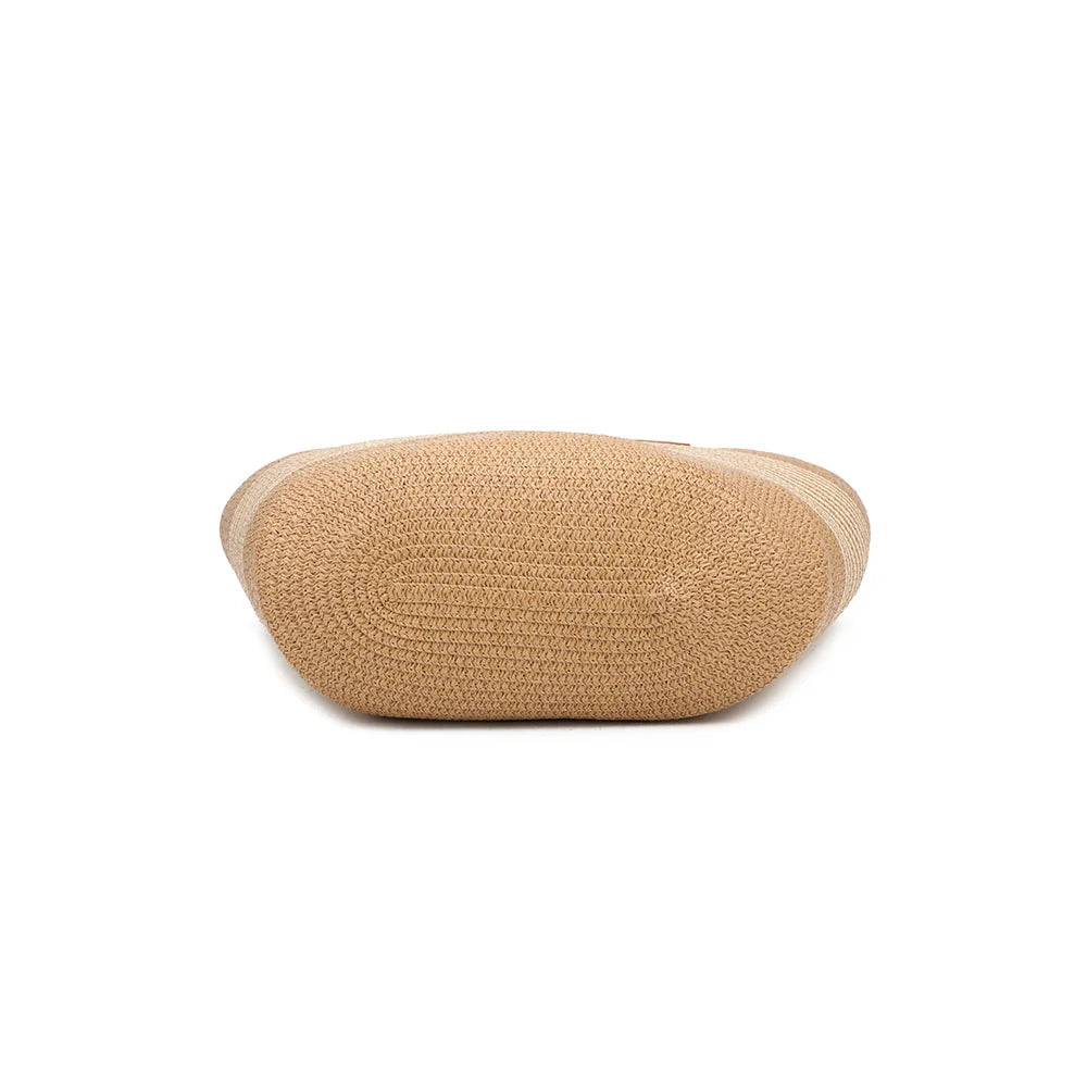 Dessous du cabas Capucine taupe, base tressée dans la continuité du sac – réf. JA-29001