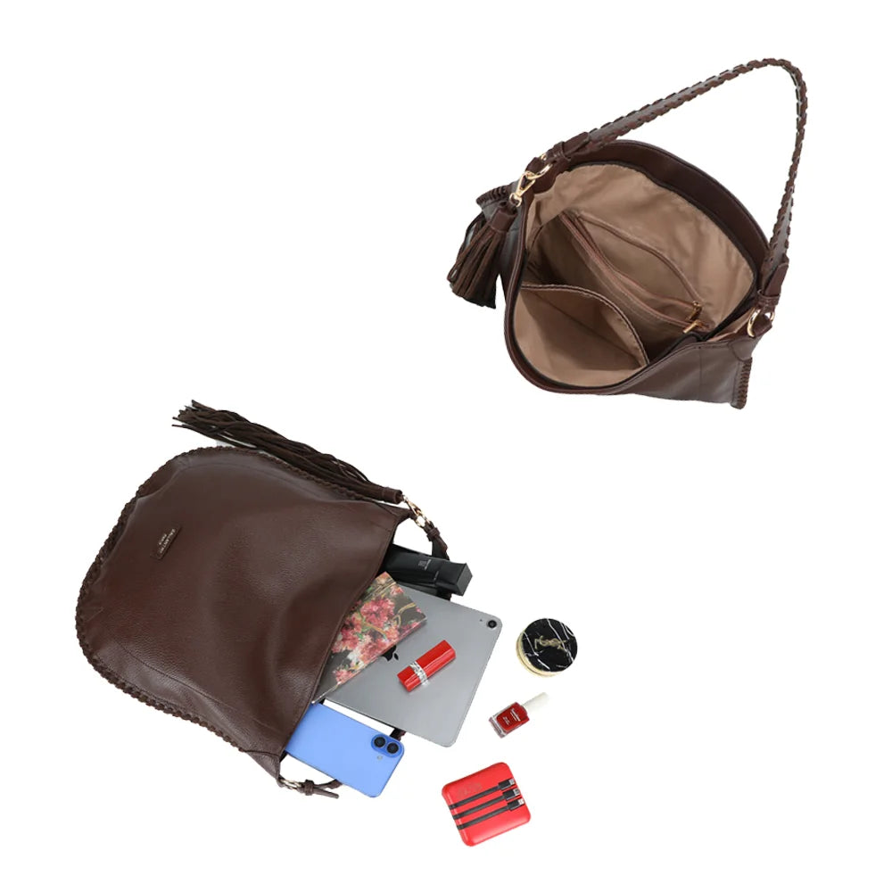 Intérieur du Céleste café : grand volume pour tablette et téléphone, avec poche zippée intérieure – réf. JC-53006