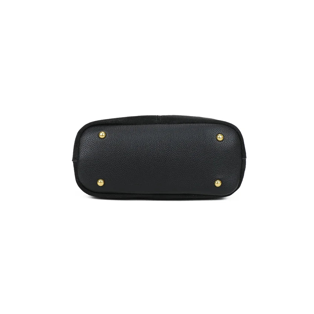 Dessous du Celestia Suédine noir avec ses pieds de protection dorés pour plus de stabilité – réf. KJ-62074