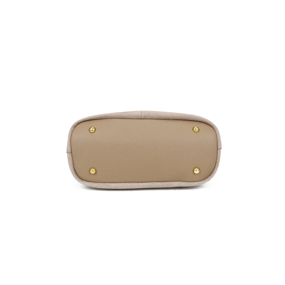 Dessous du Celestia Suédine taupe foncé avec ses pieds de protection dorés pour plus de stabilité – réf. KJ-62074