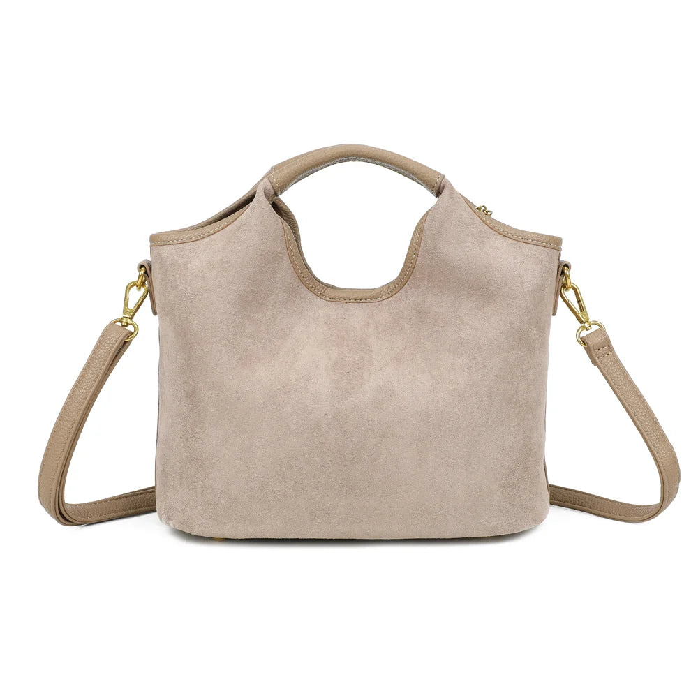 Dos du Celestia Suédine taupe foncé : surface suédée unie et couture centrale ton sur ton – réf. KJ-62074