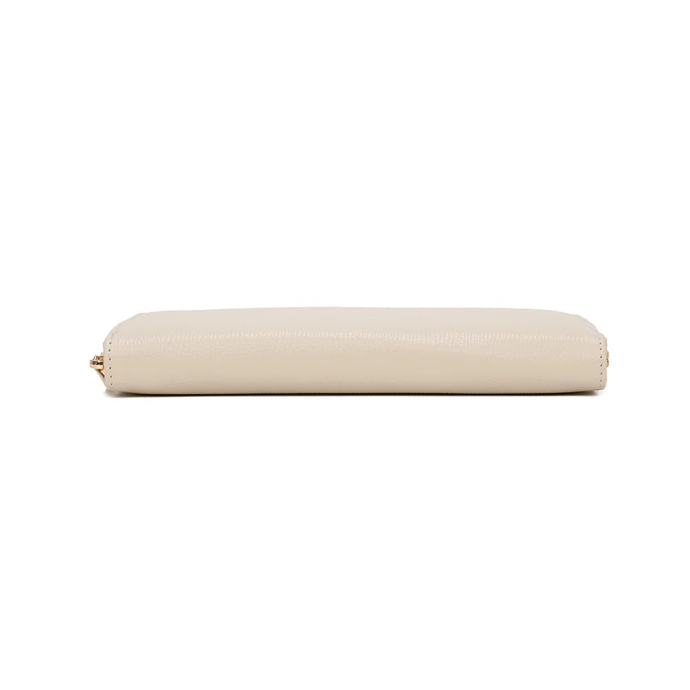 Dessous du portefeuille Celia Zip beige, zip doré qui court sur trois côtés – réf. L-91164-19