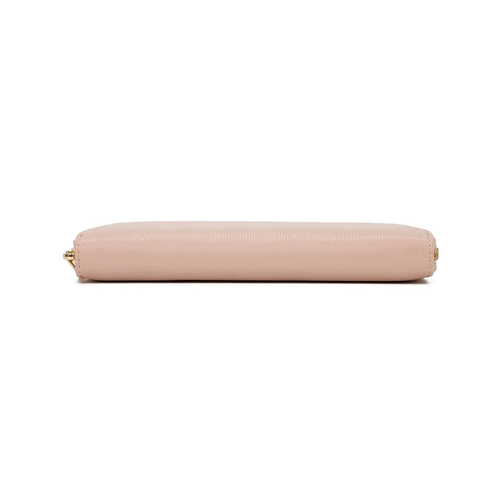 Dessous du portefeuille Celia Zip rose, zip doré qui court sur trois côtés – réf. L-91164-19