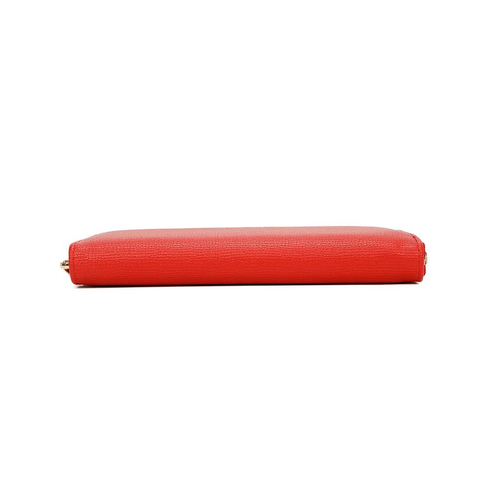 Dessous du portefeuille Celia Zip rouge, zip doré qui court sur trois côtés – réf. L-91164-19