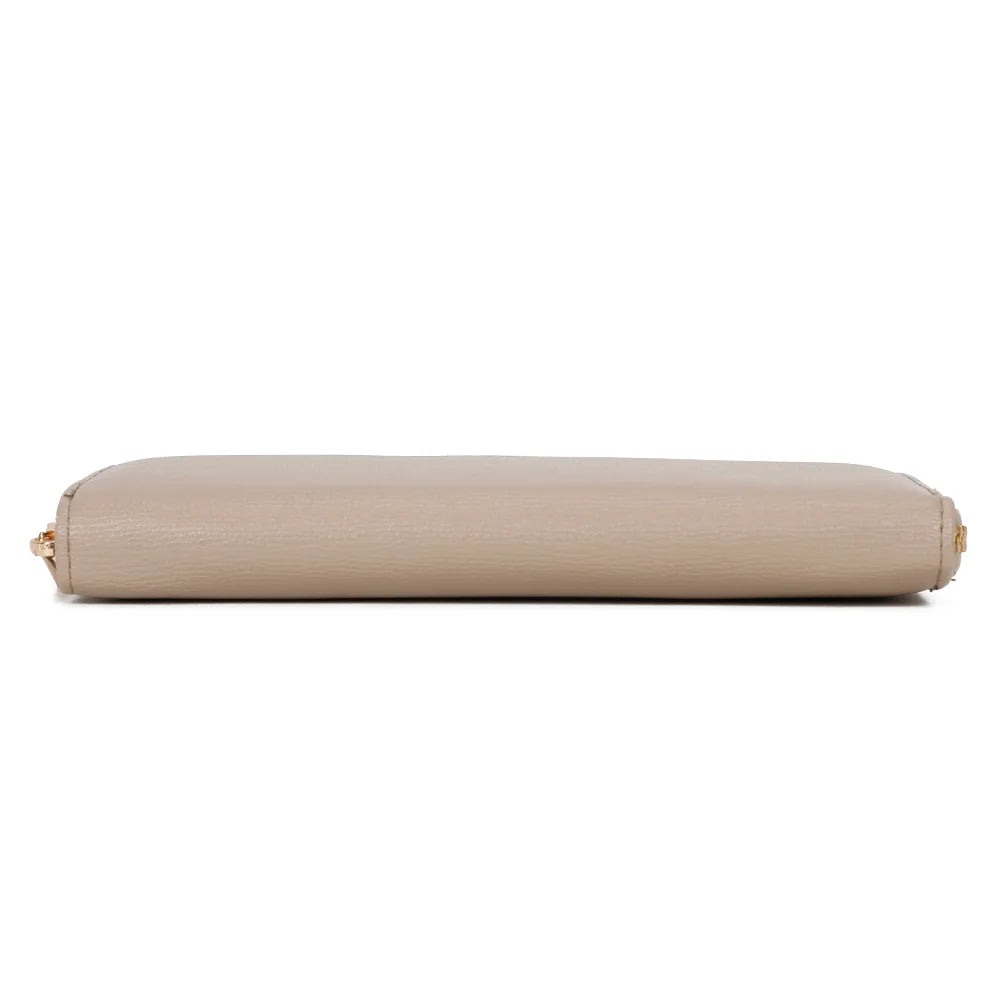 Dessous du portefeuille Celia Zip taupe, zip doré qui court sur trois côtés – réf. L-91164-19