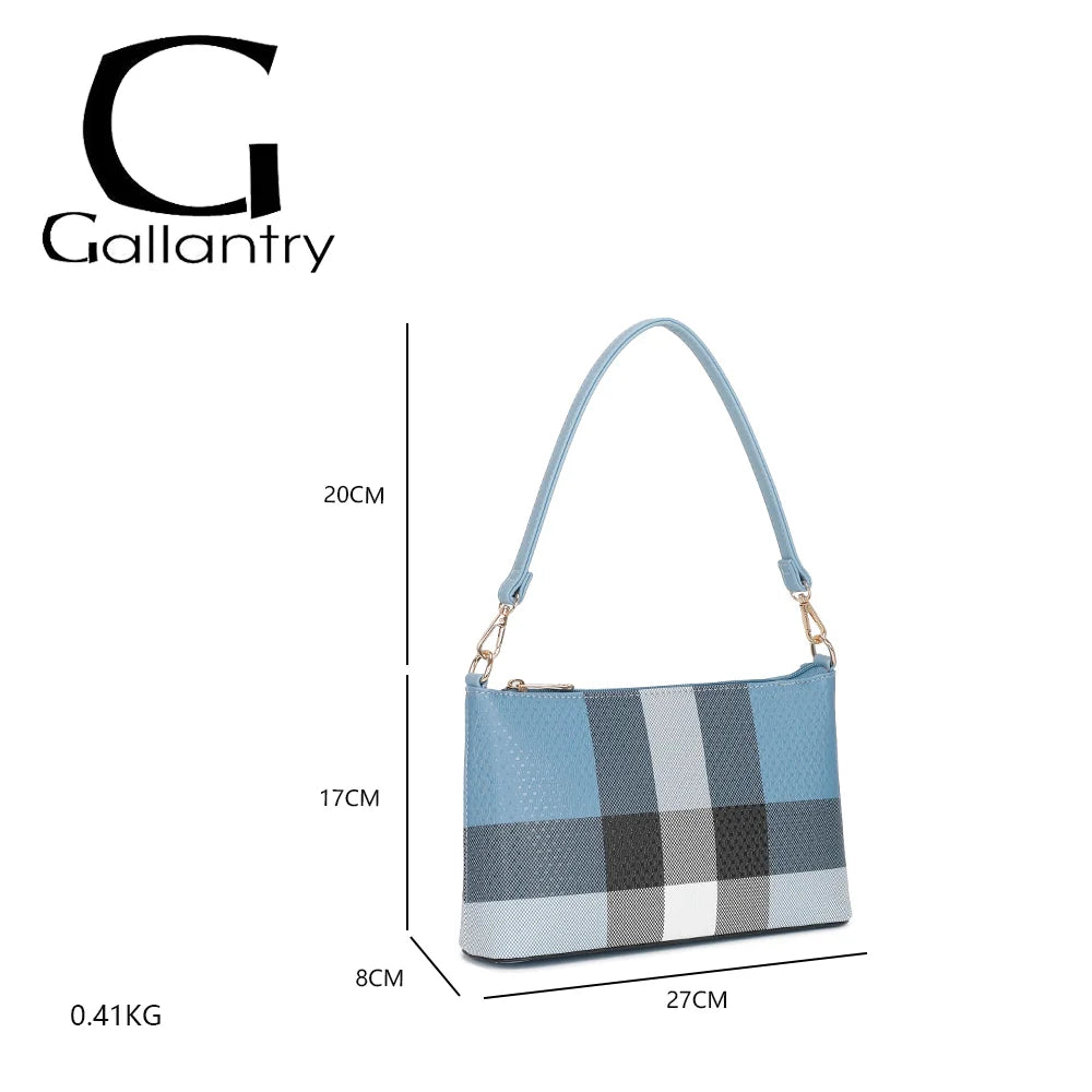 Dimensions du Celina bleu pastel : 27 × 8 × 17 cm, anse de 20 cm, poids 0,41 kg – réf. DQ-8517-1