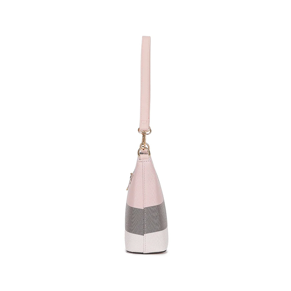 Profil du Celina rose : silhouette fine de 8 cm de profondeur, facile à glisser sous le bras – réf. DQ-8517-1