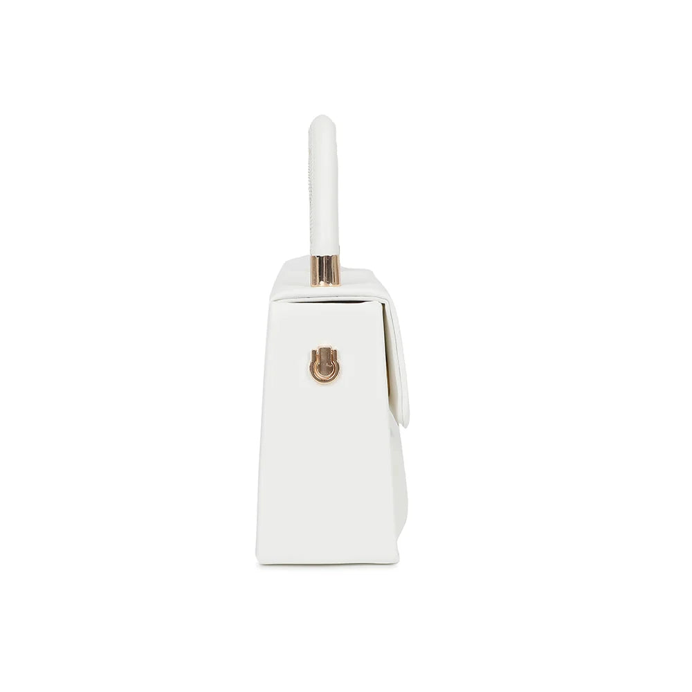 Profil du ChocoLuxe blanc : 7 cm de profondeur et anneau doré pour accrocher la bandoulière – réf. YL-26001