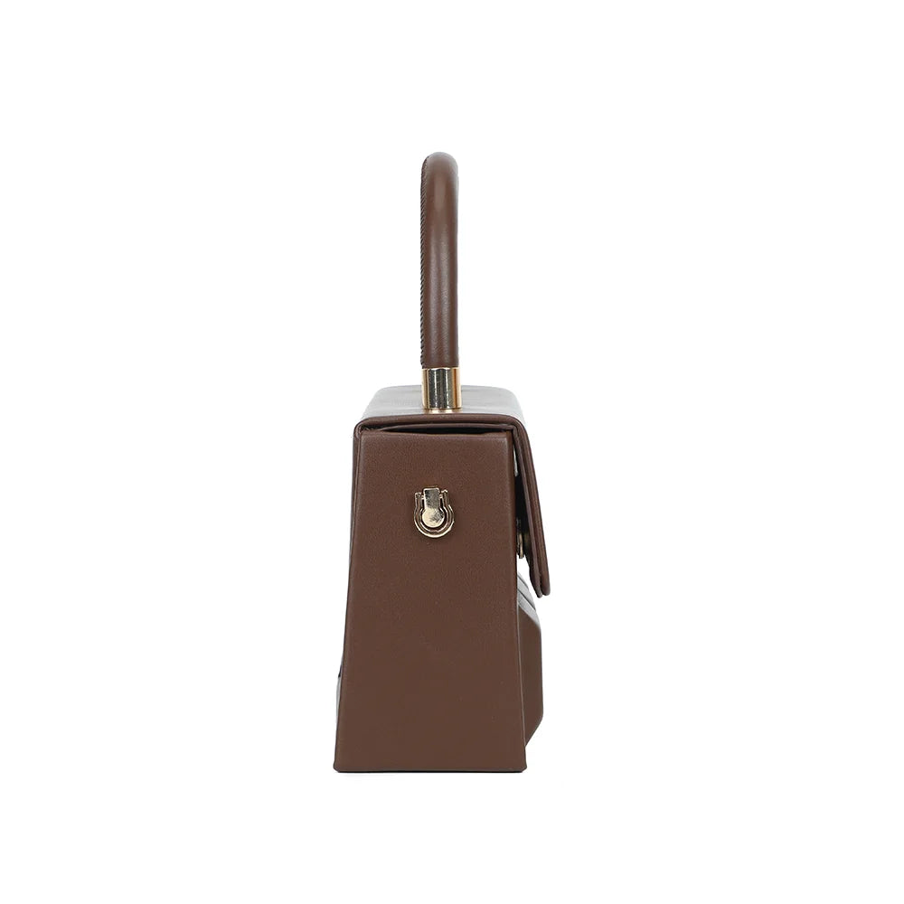 Profil du ChocoLuxe café : 7 cm de profondeur et anneau doré pour accrocher la bandoulière – réf. YL-26001