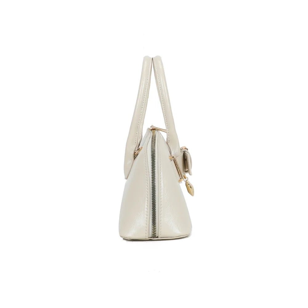Profil du Cintura beige : forme compacte de 10 cm de profondeur, zip qui suit le haut du sac – réf. KJ-62072