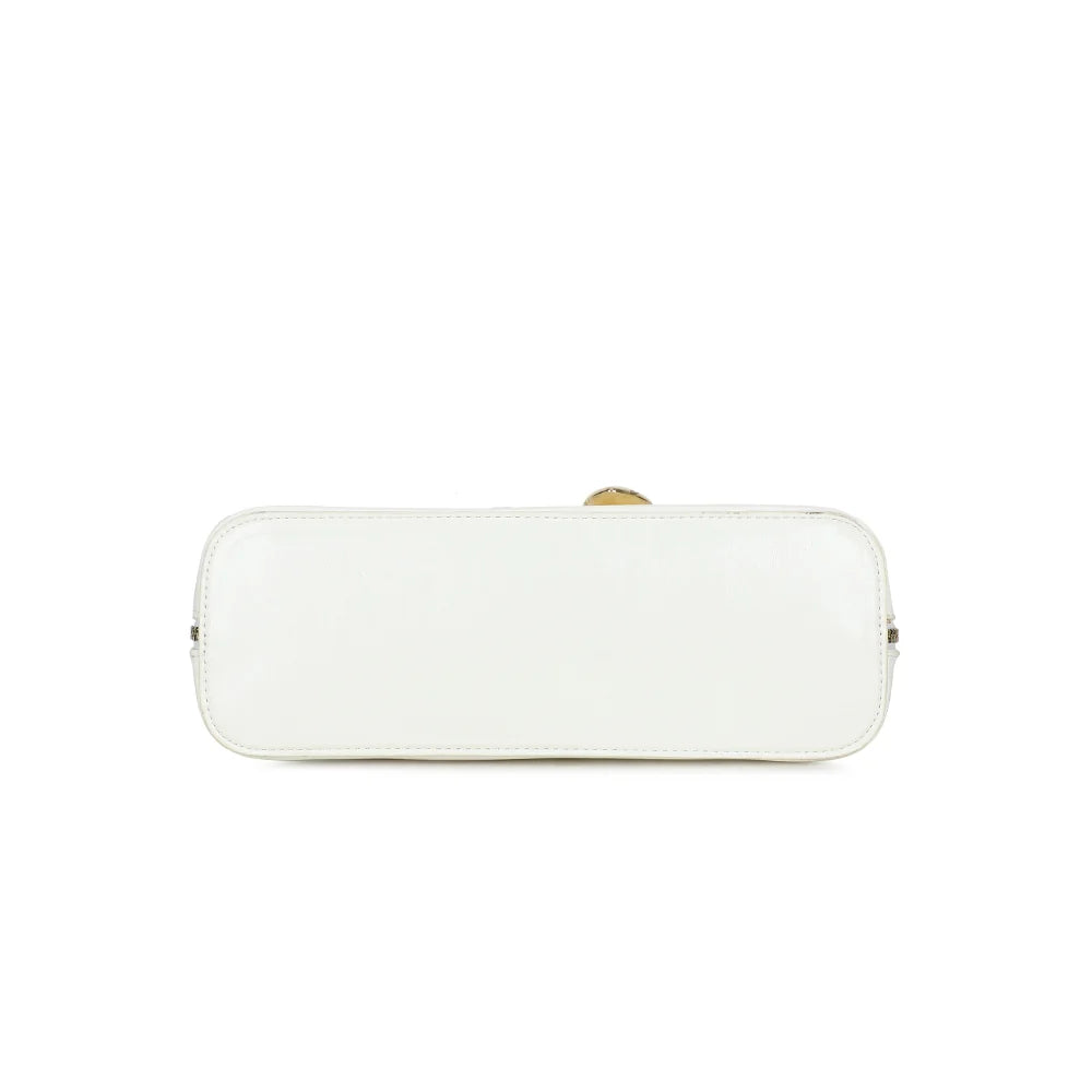 Dessous du sac Cintura blanc, qui montre la silhouette arrondie et la finition lisse et brillante – réf. KJ-62072