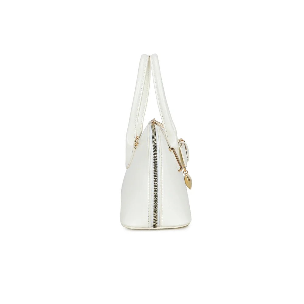 Profil du Cintura blanc : forme compacte de 10 cm de profondeur, zip qui suit le haut du sac – réf. KJ-62072