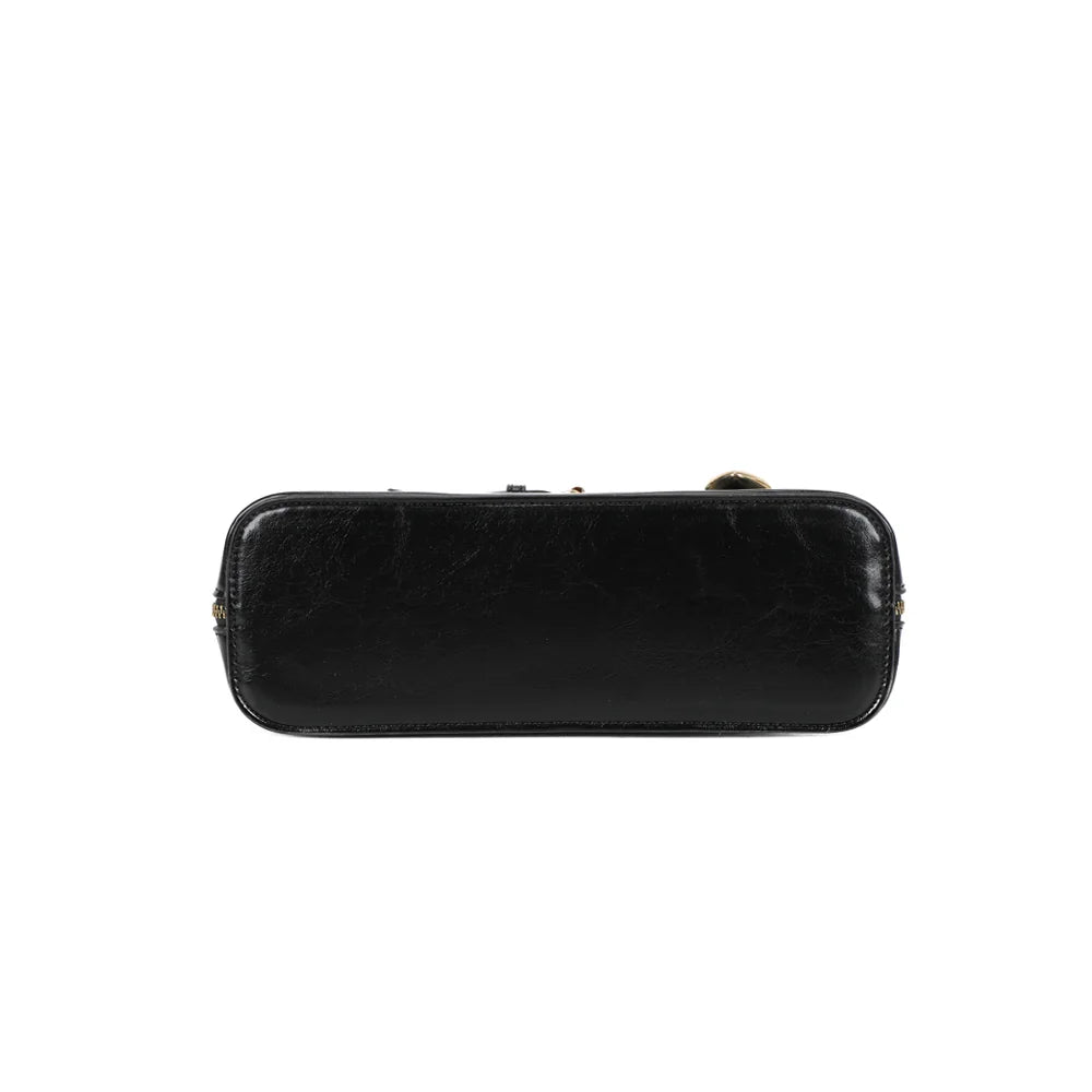 Dessous du sac Cintura noir, qui montre la silhouette arrondie et la finition lisse et brillante – réf. KJ-62072