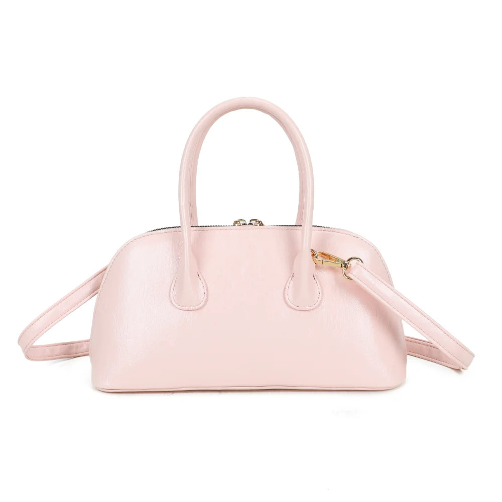 Dos du sac Cintura rose, forme bombée et finition synthétique lisse et brillante – réf. KJ-62072
