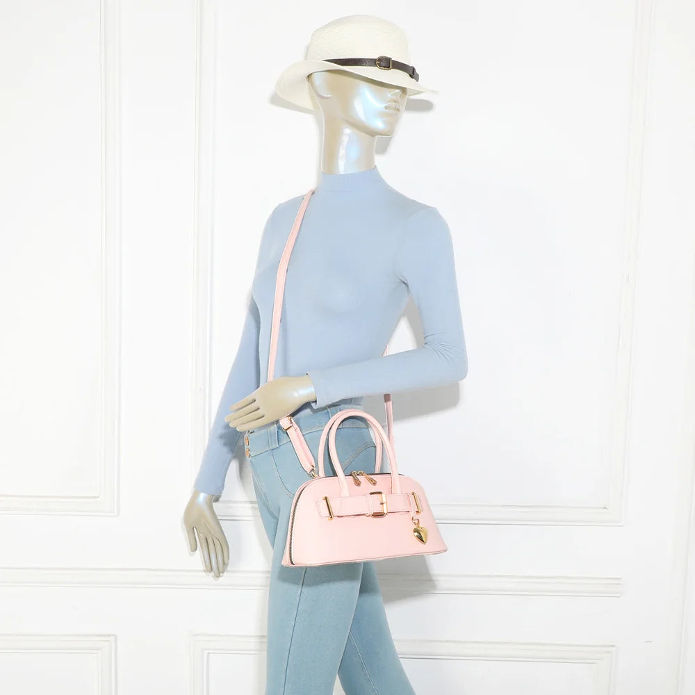 Sac à main femme Cintura rose porté, anses rondes ou bandoulière amovible – réf. KJ-62072