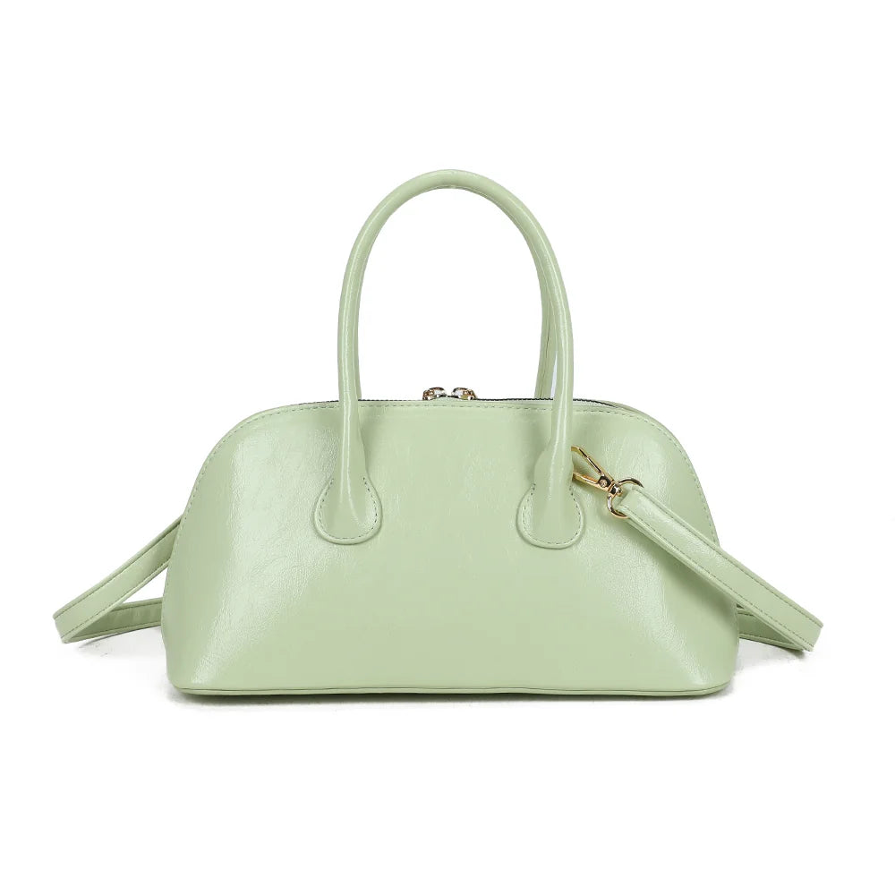 Dos du sac Cintura vert clair, forme bombée et finition synthétique lisse et brillante – réf. KJ-62072