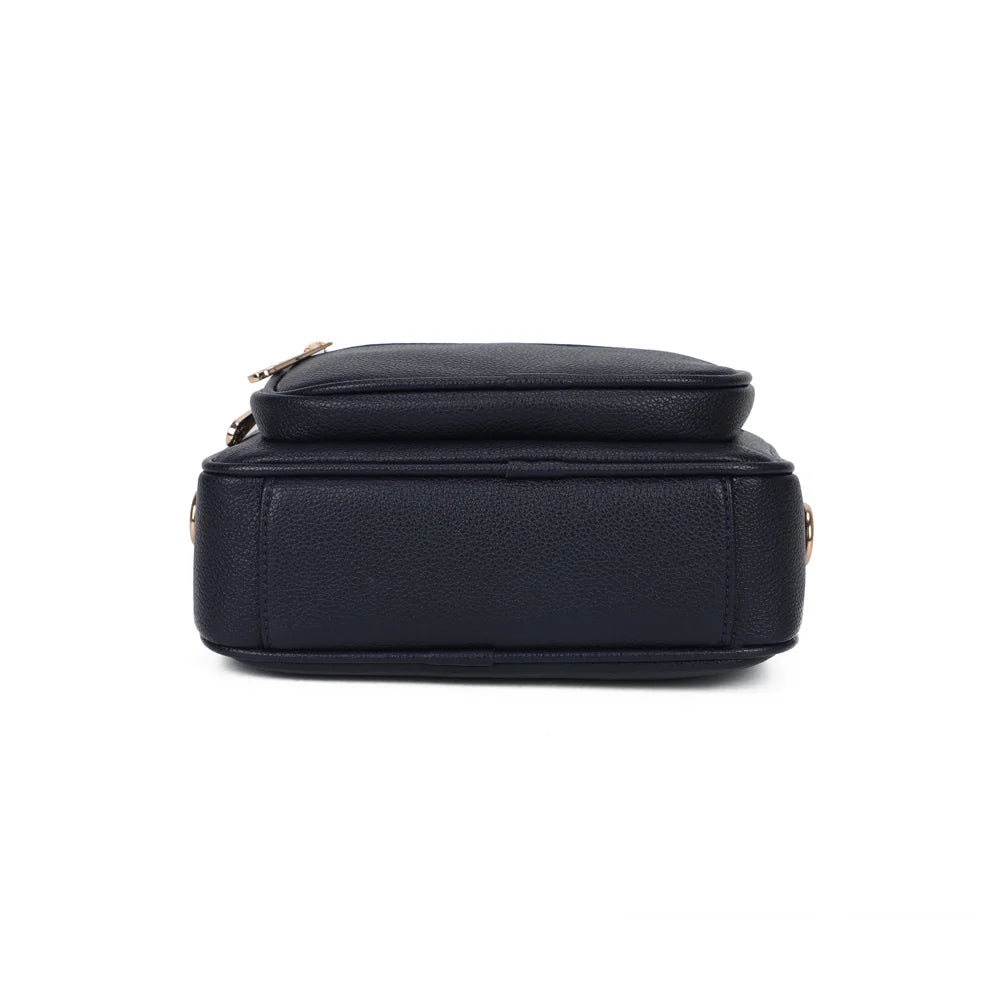 Dessous du City Move bleu foncé, simili cuir grainé aux coutures nettes – réf. A-9163
