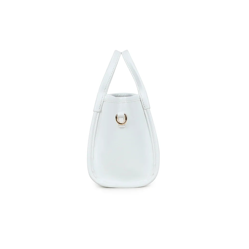 Profil du City Pop blanc : 9 cm de profondeur et anneau doré pour la bandoulière – réf. R-2035