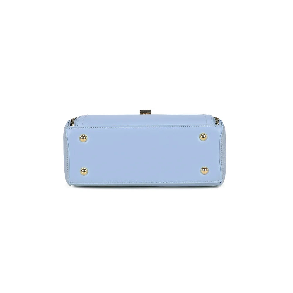 Dessous du City Square bleu clair, base structurée qui garde au sac sa silhouette carrée – réf. R-2040