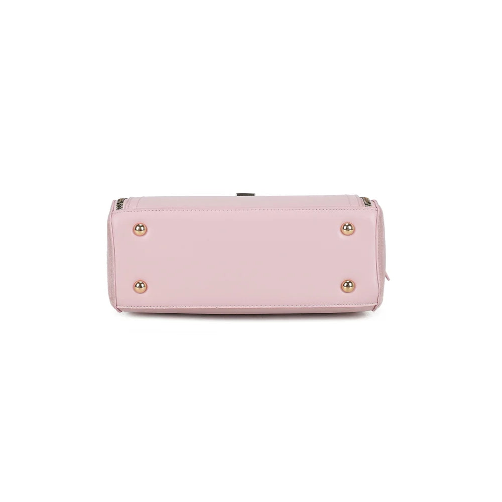 Dessous du City Square rose, base structurée qui garde au sac sa silhouette carrée – réf. R-2040