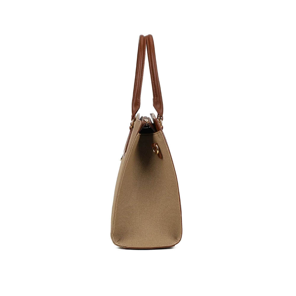 Profil du Clara Duo taupe foncé : 15 cm de profondeur et côtés bordés de finitions marron