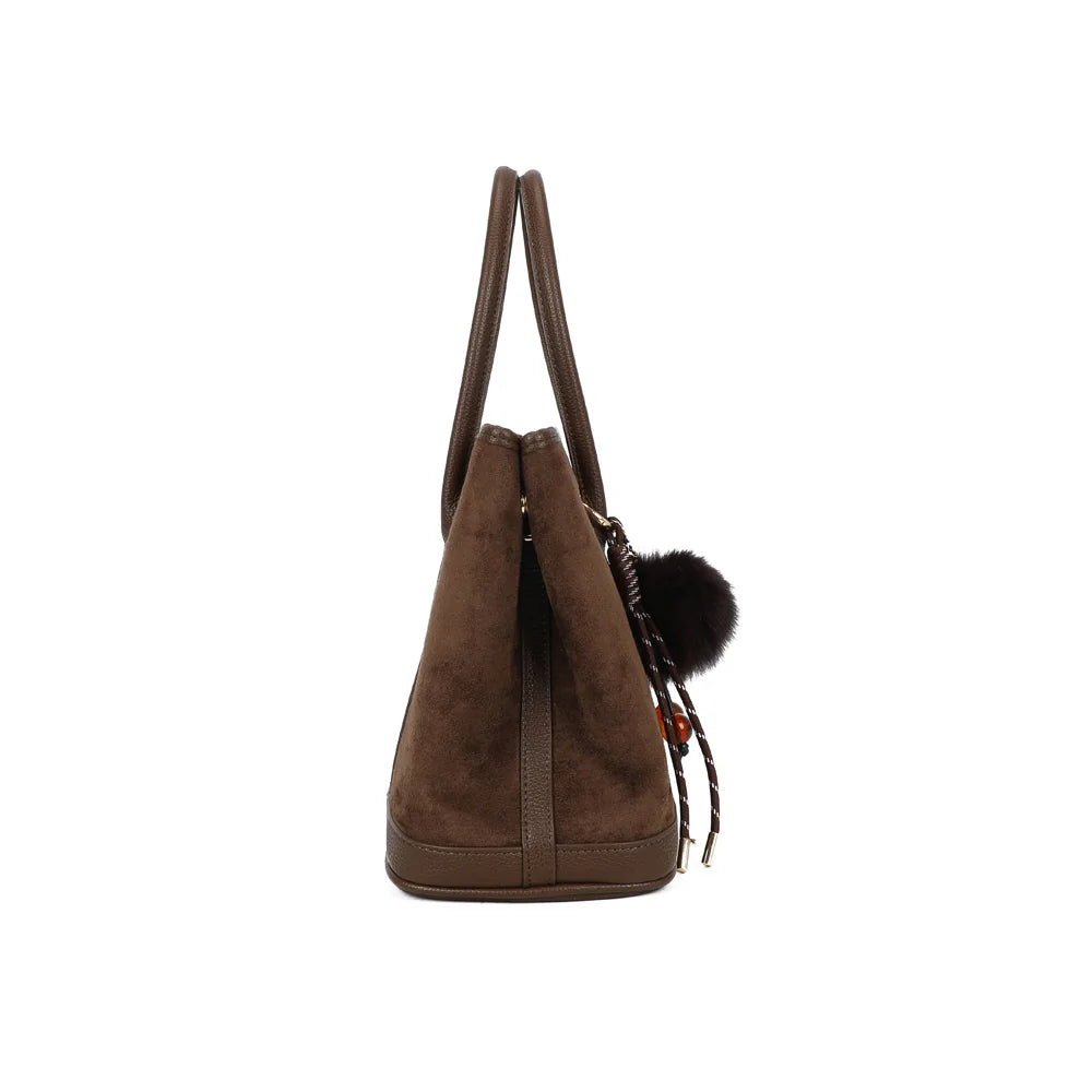Cléane café de profil : une silhouette structurée de 17 cm de profondeur, bordée de simili cuir – réf. M-9447-1