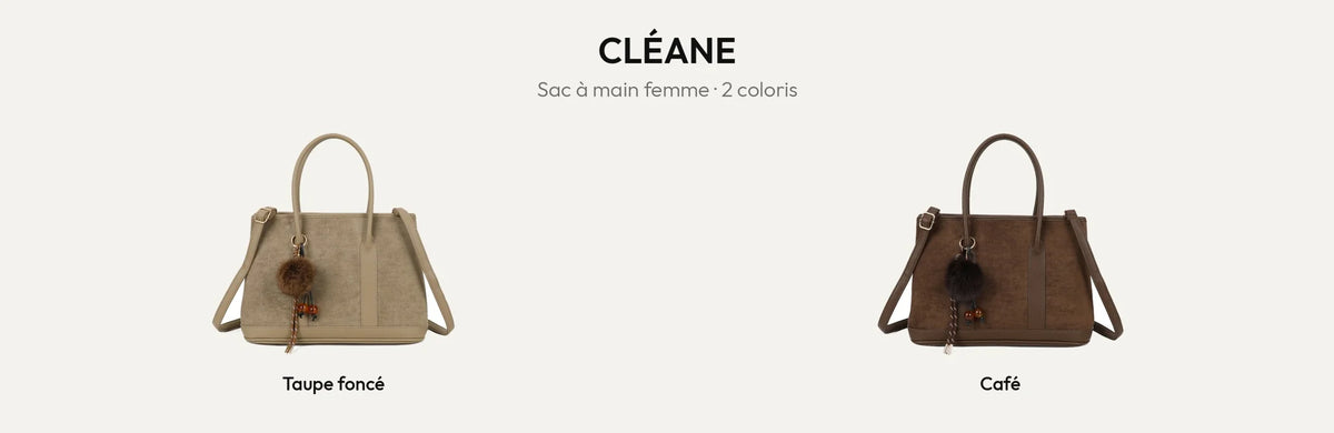 Sac à main Cléane en suédine, coloris Taupe foncé et Coffee – Gallantry Paris – réf. M-9447-1