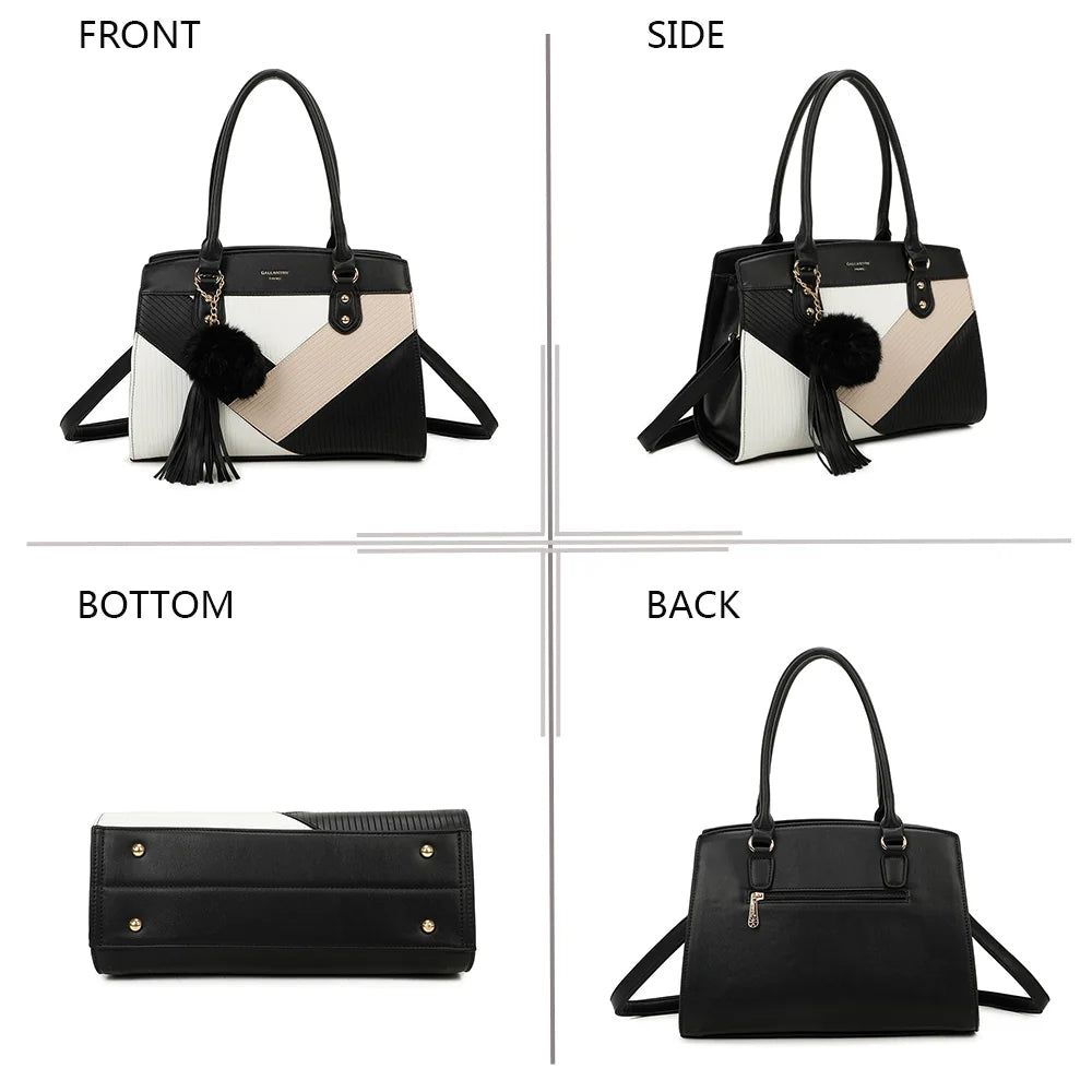 Le Cléo noir/beige sous quatre angles : face, côté, dessous et dos pour découvrir chaque détail – réf. R-1501-4