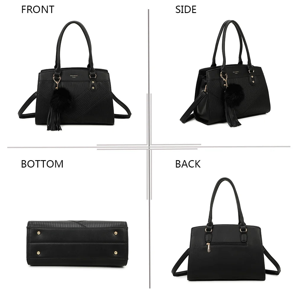 Le Cléo noir sous quatre angles : face, côté, dessous et dos pour découvrir chaque détail – réf. R-1501-4