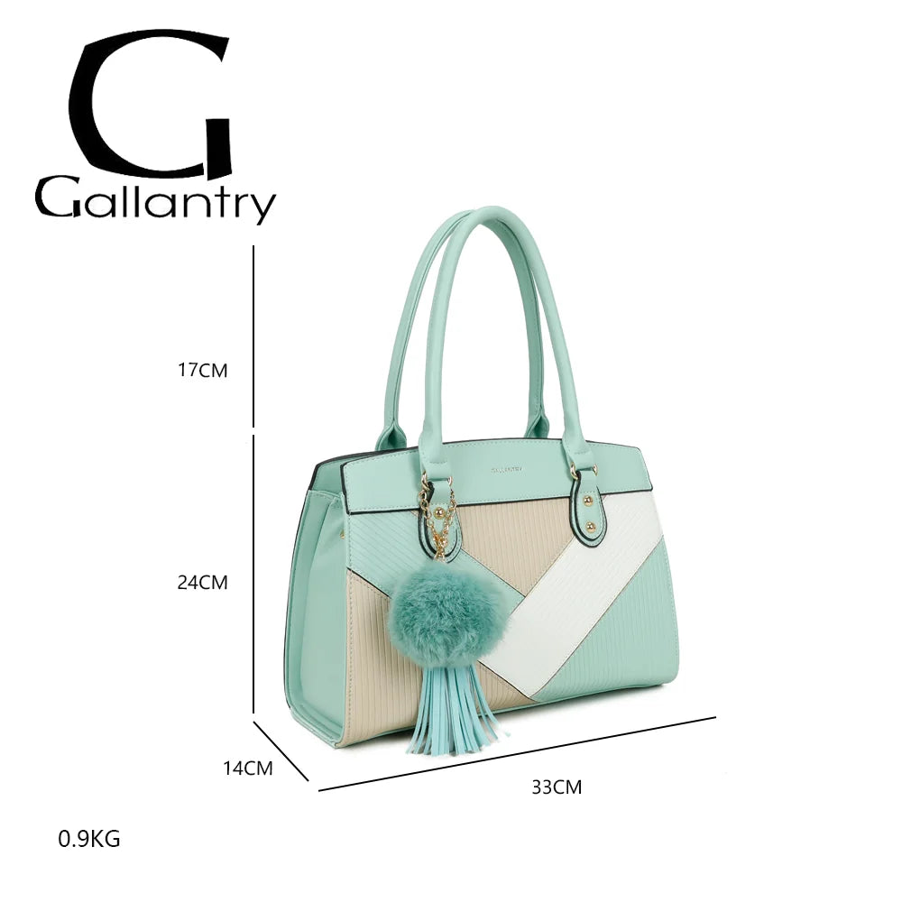 Dimensions du Cléo vert clair : 33 × 14 × 24 cm, anses de 17 cm, poids de 0,9 kg – réf. R-1501-4