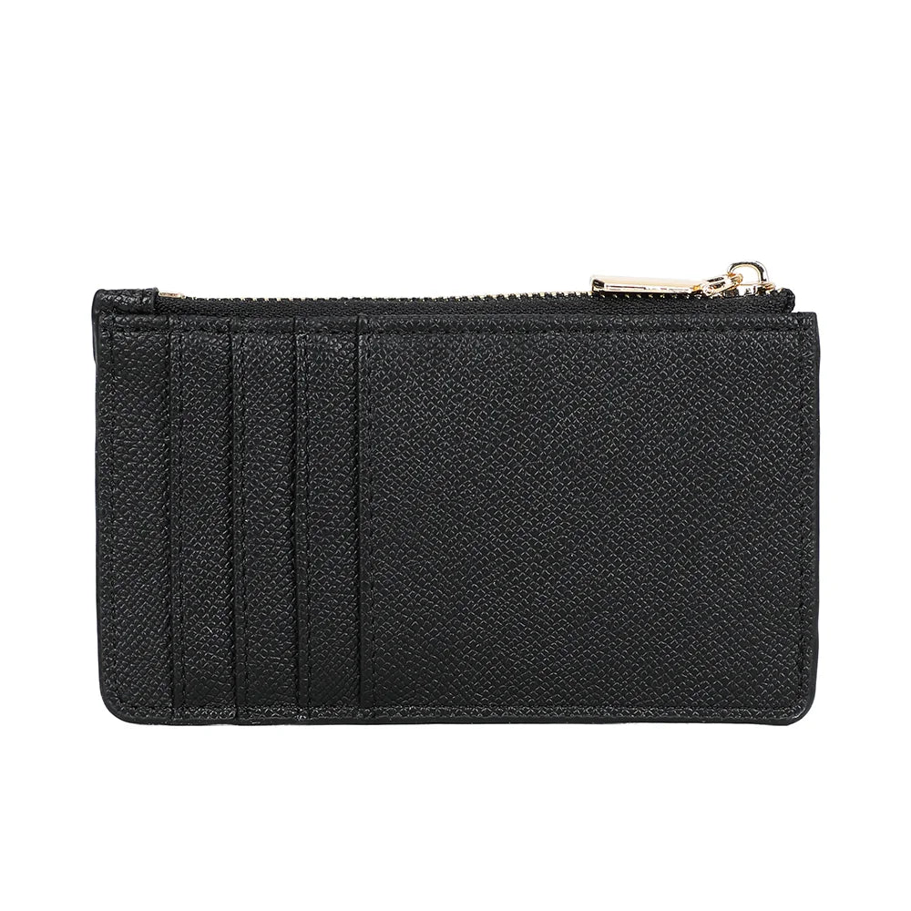 Dos du porte-cartes Cognac Élégance noir, surface synthétique texturée façon saffiano – réf. SF-69056