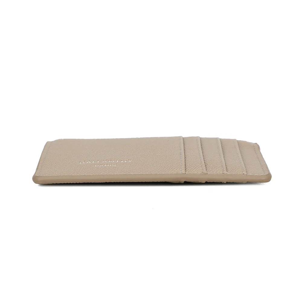 Dessous du porte-cartes Cognac Élégance taupe, base plate et bords surpiqués – réf. SF-69056