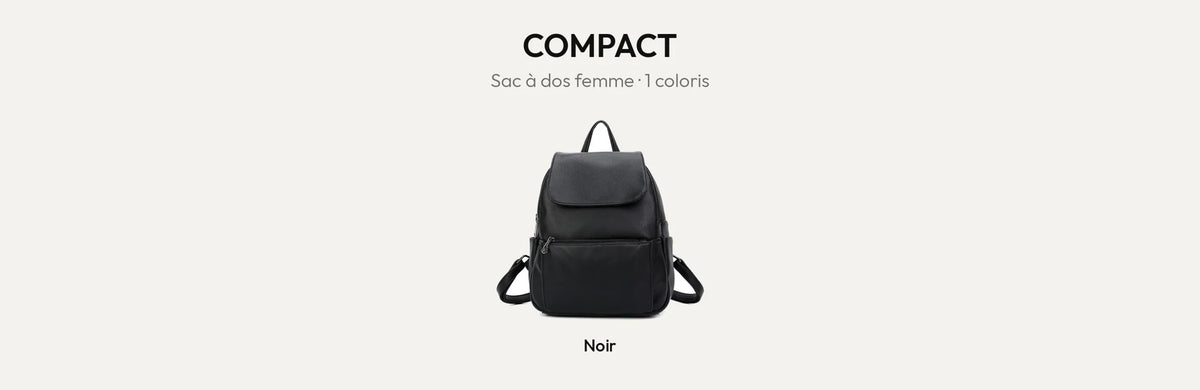 Sac à dos femme Compact en simili cuir, coloris Noir – Gallantry Paris – réf. HJ-1753