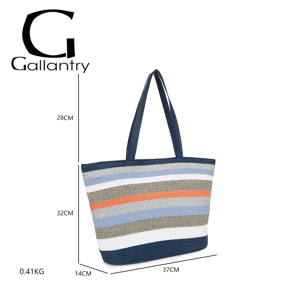 Dimensions du Côte Sauvage bleu : 37 × 14 × 32 cm, anses de 28 cm, poids de 0,41 kg – réf. HC-28001