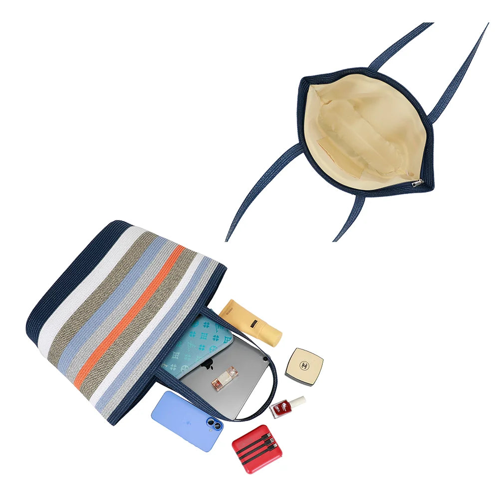 Intérieur du Côte Sauvage bleu : fermeture zippée et poche intérieure pratique – réf. HC-28001