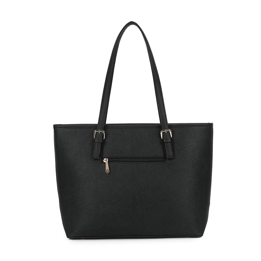 Dos du sac cabas Déjà-vu beige avec sa poche zippée – réf. G-9227-9