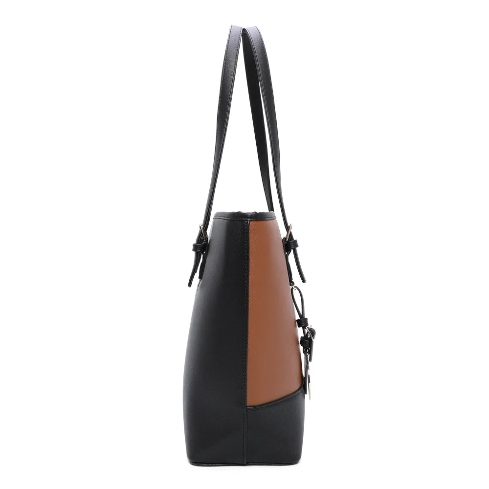 Sac cabas Déjà-vu camel de profil, forme tote à base large – réf. G-9227-9