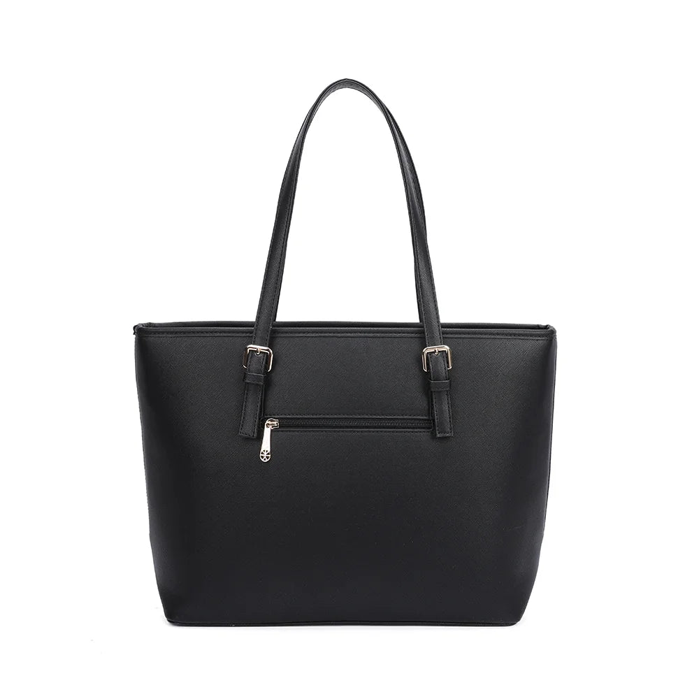 Dos du sac cabas Déjà-vu rose foncé avec sa poche zippée – réf. G-9227-9