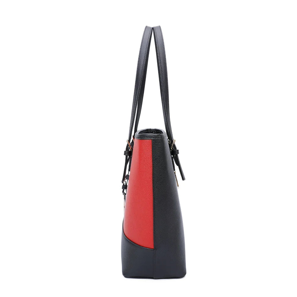 Sac cabas Déjà-vu rouge de profil, forme tote à base large – réf. G-9227-9
