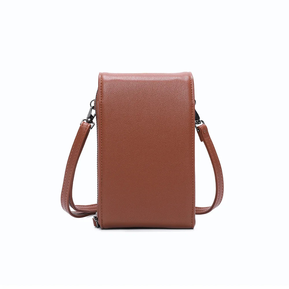 Dos du Délicate marron, ligne rectangulaire épurée en simili cuir à grain fin et surpiqûres ton sur ton – réf. L-86011