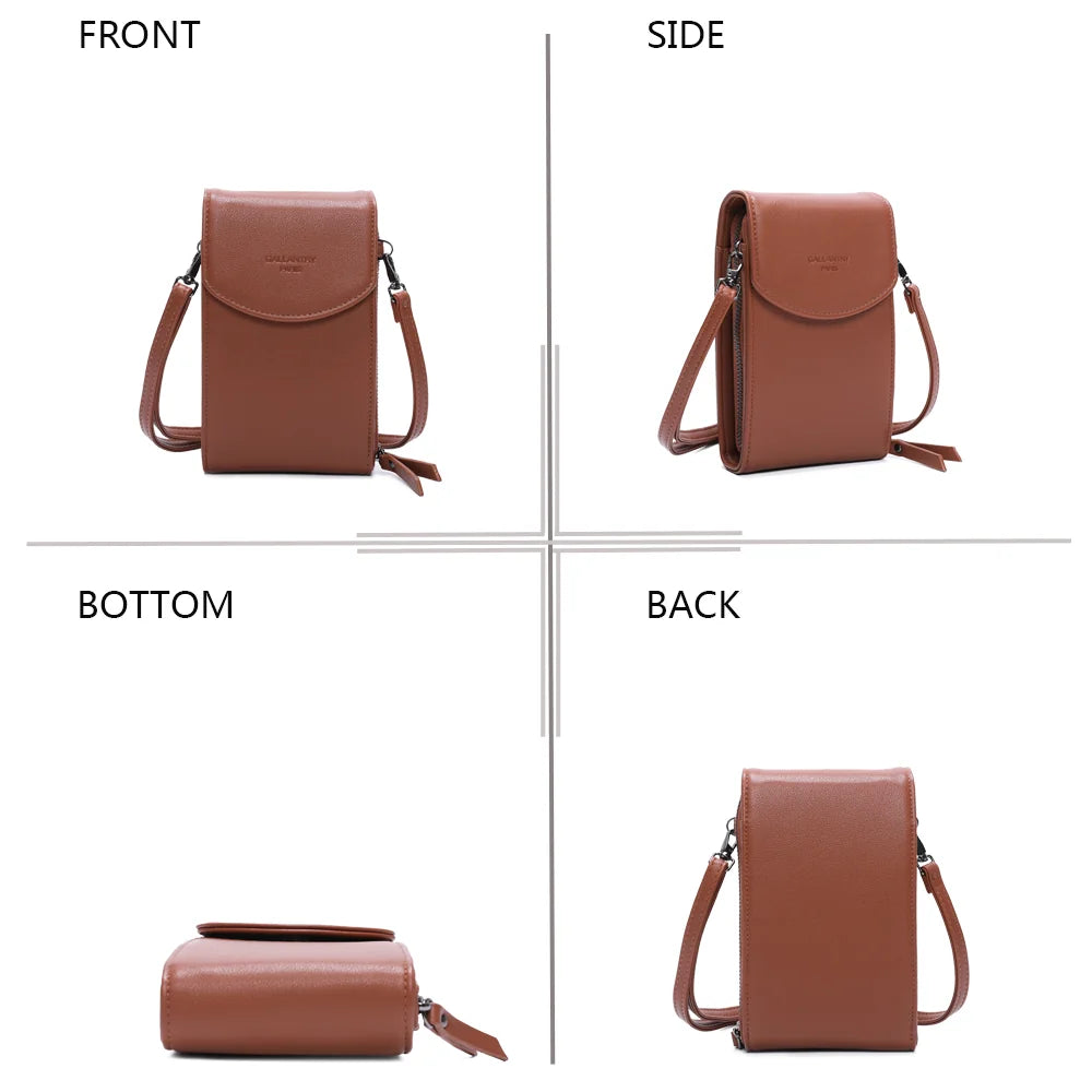 Délicate marron sous quatre angles : face, côté zippé, dessous et dos pour découvrir chaque détail – réf. L-86011