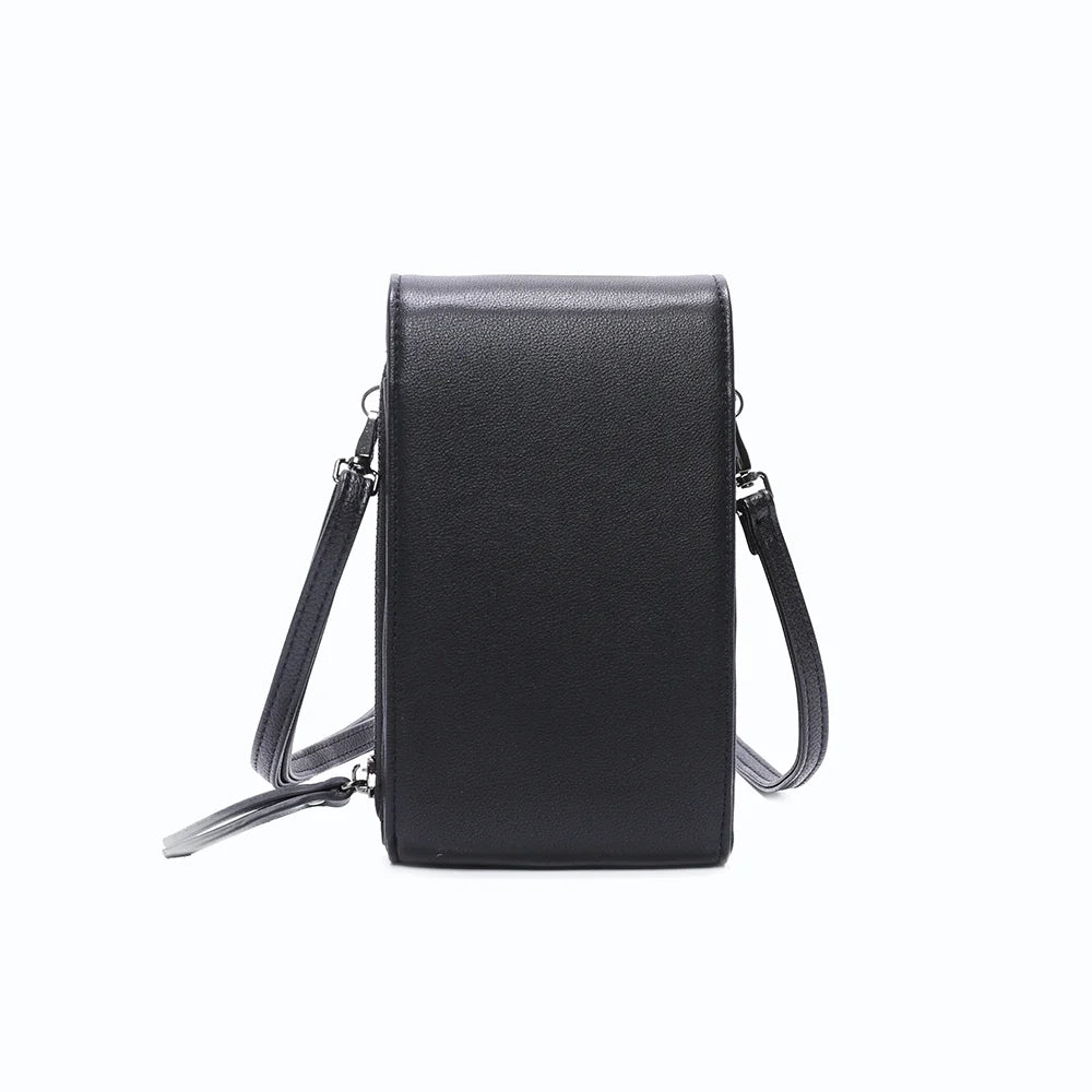 Dos du Délicate noir, ligne rectangulaire épurée en simili cuir à grain fin et surpiqûres ton sur ton – réf. L-86011