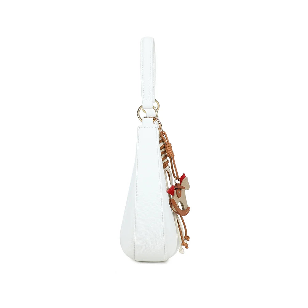 Profil du Dolce Luna blanc : format fin de 6 cm de profondeur et zip doré – réf. HS-43001