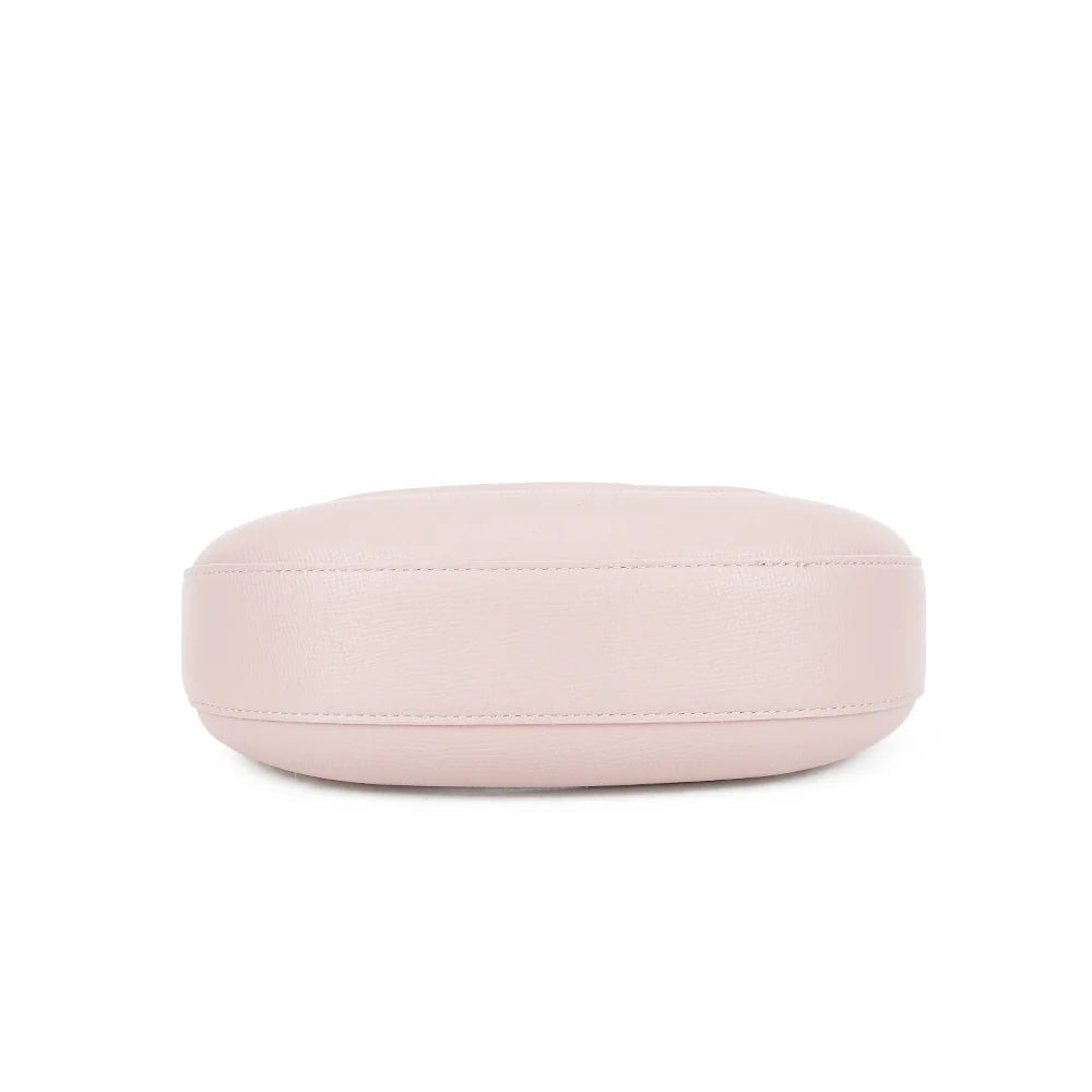 Dessous du Dolce Luna rose, base structurée qui garde la forme demi-lune du sac – réf. HS-43001