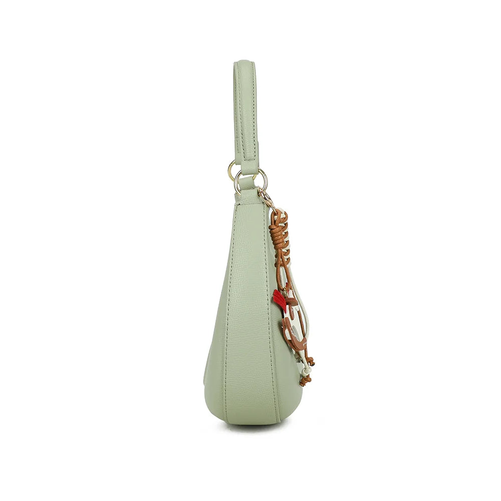 Profil du Dolce Luna vert clair : format fin de 6 cm de profondeur et zip doré – réf. HS-43001
