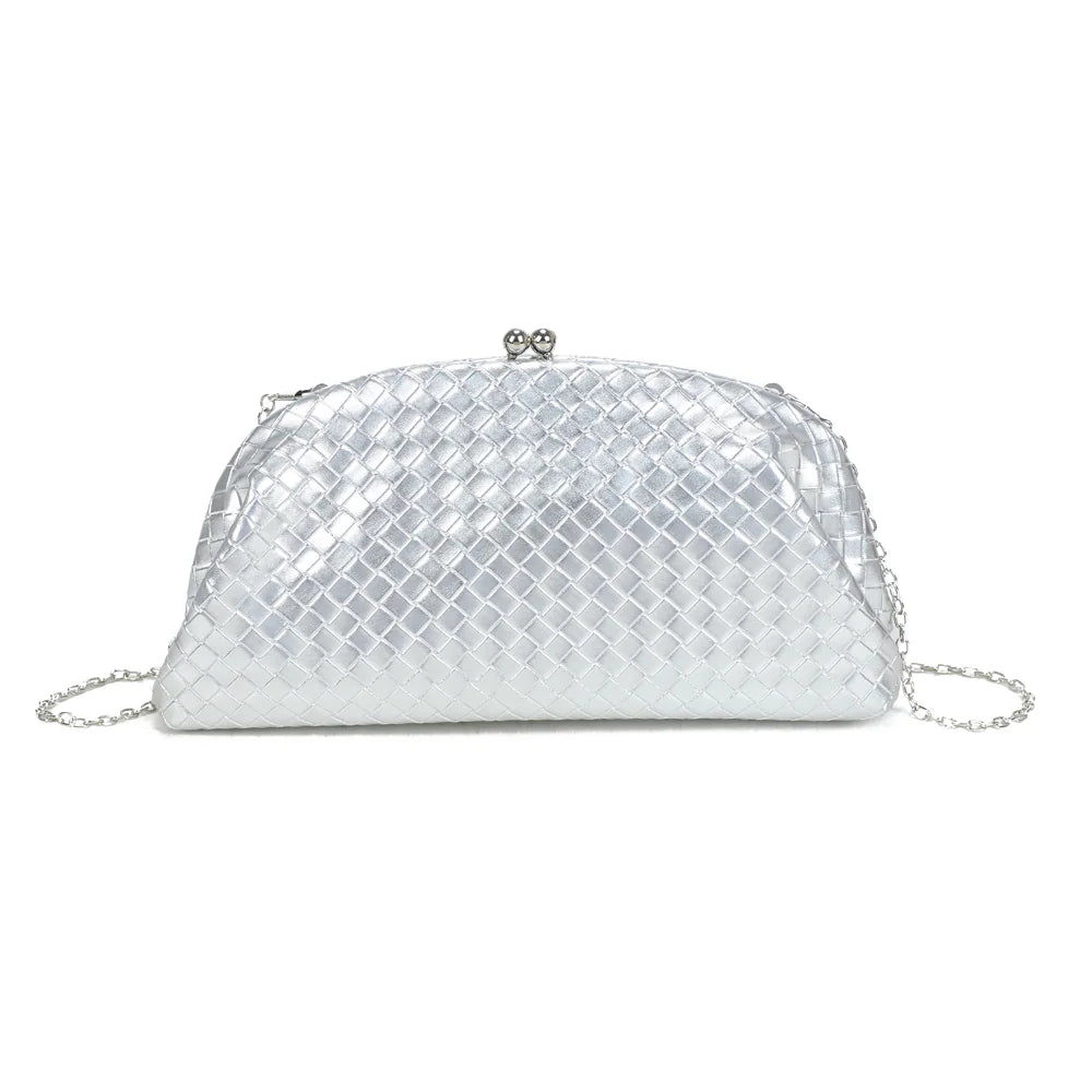 Dos de la pochette Doria argent, avec le même motif tressé sur toute la surface – réf. LH-71005