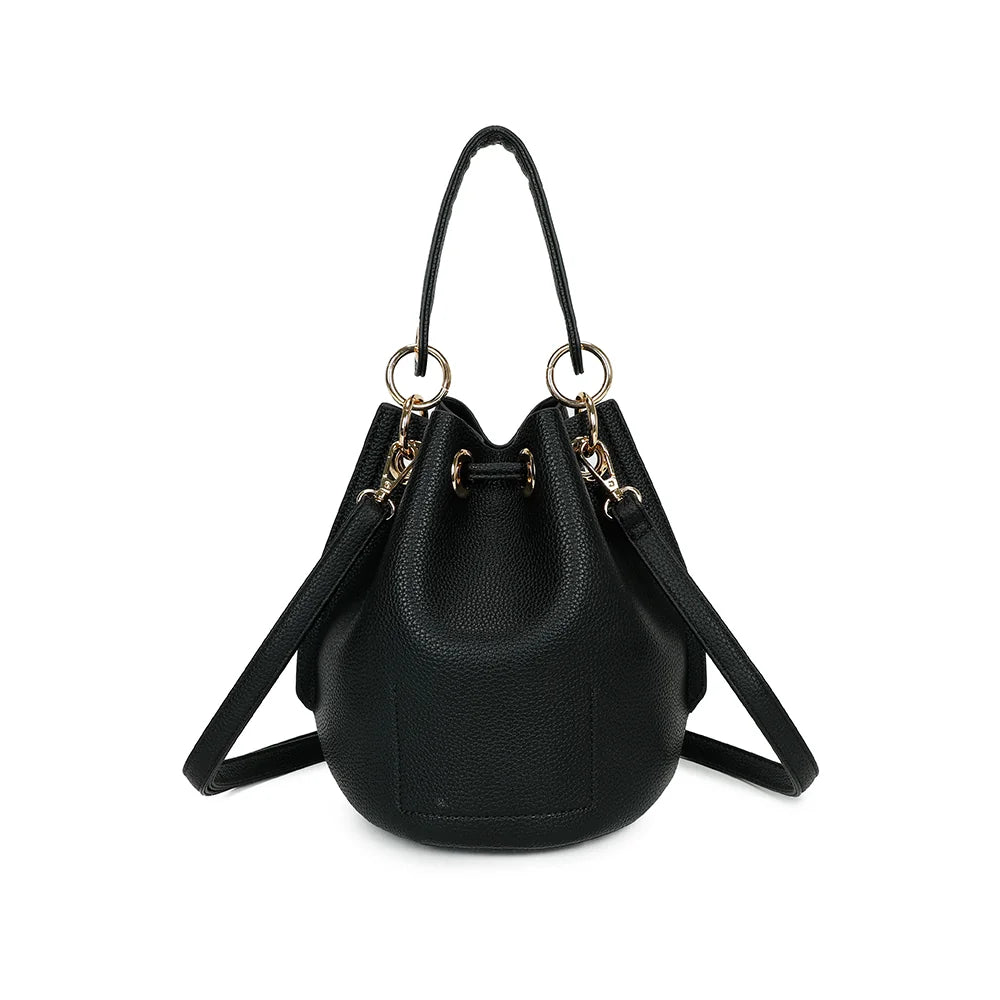 Dos du sac Éclat de Rêve noir, simili cuir grainé et bandoulière amovible – réf. KJ-62050