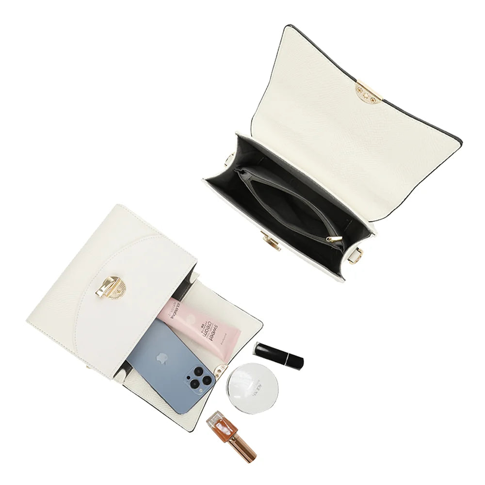 Intérieur de l’Éclat Moderne blanc : doublure synthétique et poche zippée pour ranger les petits essentiels – réf. HY-5422