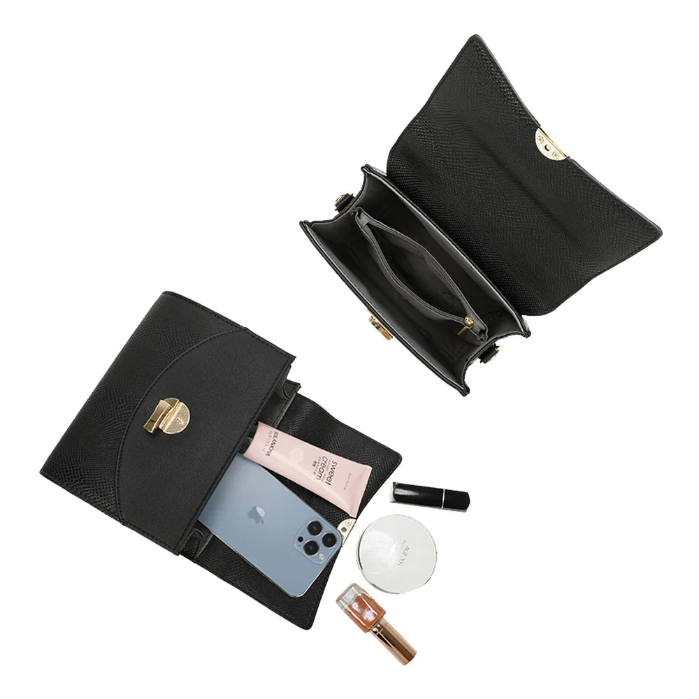Intérieur de l’Éclat Moderne noir : doublure synthétique et poche zippée pour ranger les petits essentiels – réf. HY-5422